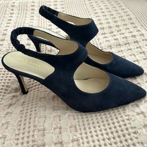 Cole Haan Blue Suede Pumps. 3 inch heel. Can dress them up or down.